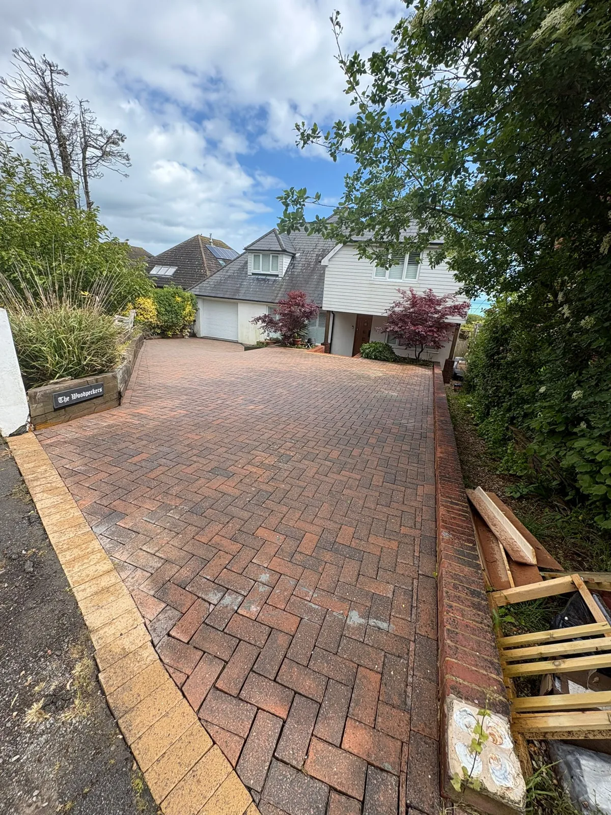 Block paving driveway after cleaning and re-sanding by Sharps Exterior Cleaning