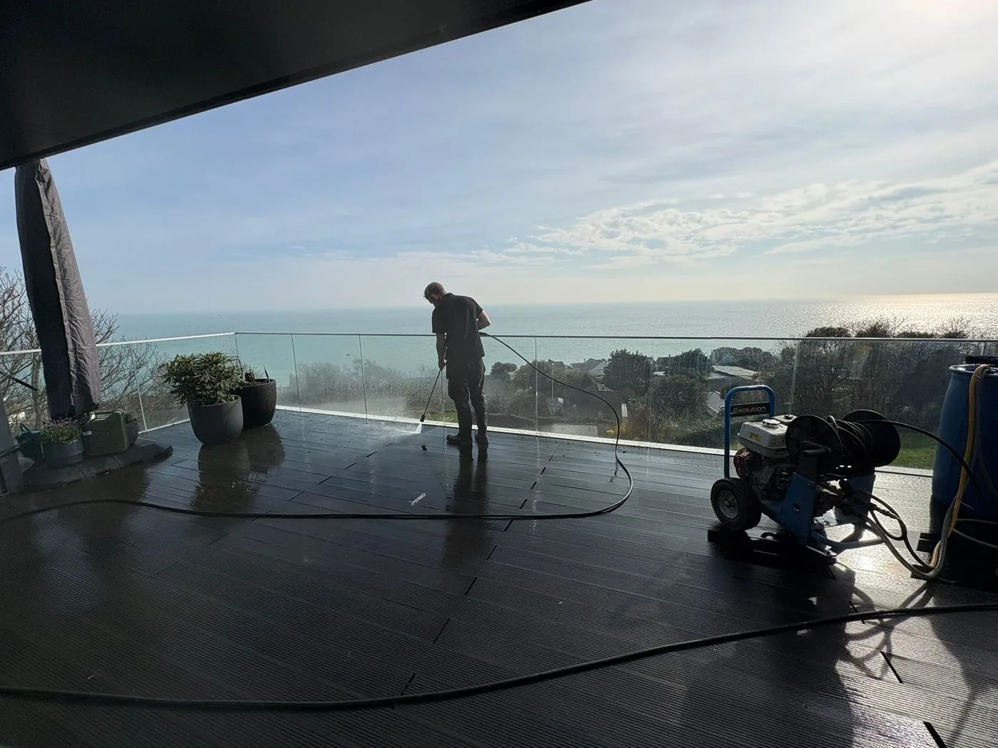 Composite decking cleaning