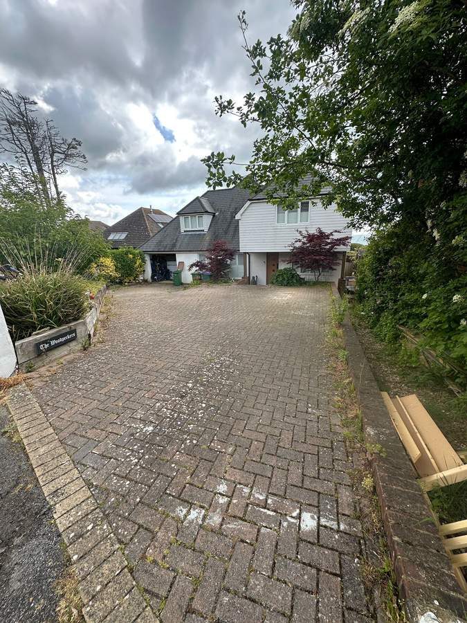 Block paving driveway before cleaning